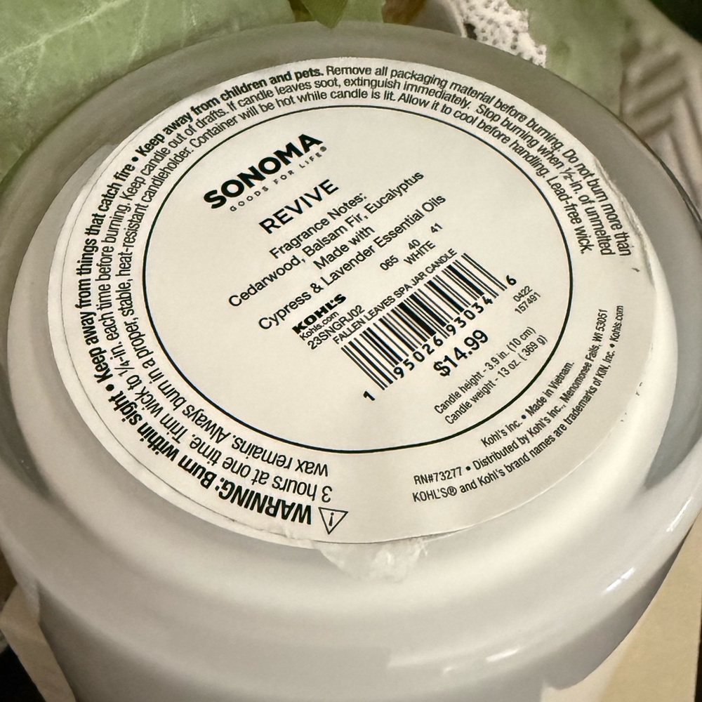 🆕🪻 SONOMA “REVIVE” CYPRESS & LAVENDER 3-WICK SCENTED CANDLE. 13 oz. BRAND NEW. - Picture 5 of 9